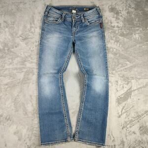 VTG Y2K Silver Jeans Suki Bootcut embroidered streetwear low rise jean wms 31x30